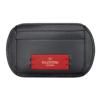 Shop Valentino Black  Garavani Stitched Vlogo Cardholder In 0no Black