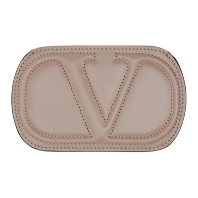 Shop Valentino Pink  Garavani Stitched Vlogo Cardholder In P45 Powder