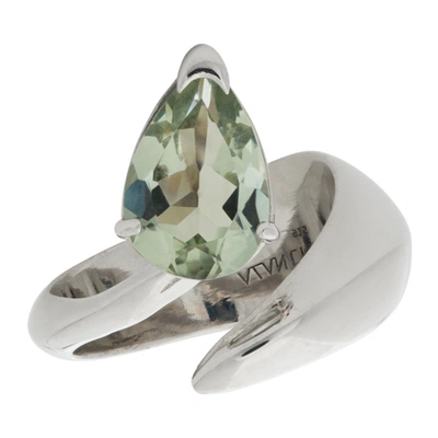 Shop Alan Crocetti Silver And Green Amethyst Alien Ring In Silver/gree