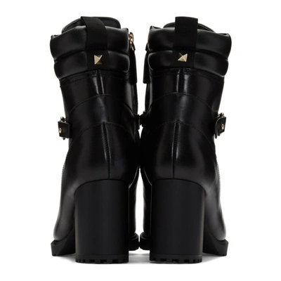 Shop Valentino Black  Garavani Rockstud Heeled Combat Boots In 0no Black