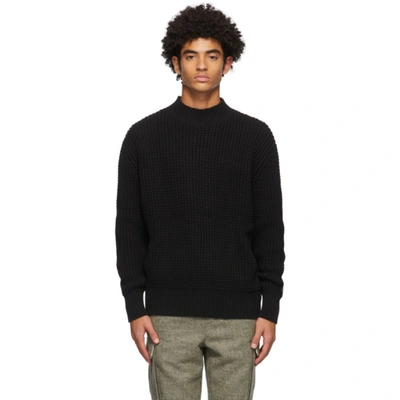 Shop Aimé Leon Dore Aime Leon Dore Black Waffle Knit Sweater In Jet Black