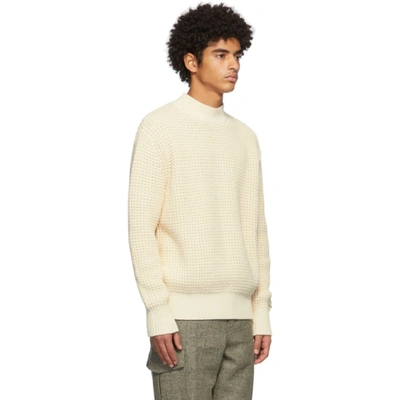 Shop Aimé Leon Dore Aime Leon Dore Off-white Waffle Knit Sweater In Parmesan