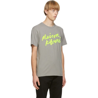 Shop Maison Kitsuné Maison Kitsune Grey Handwriting T-shirt In Dark Grey