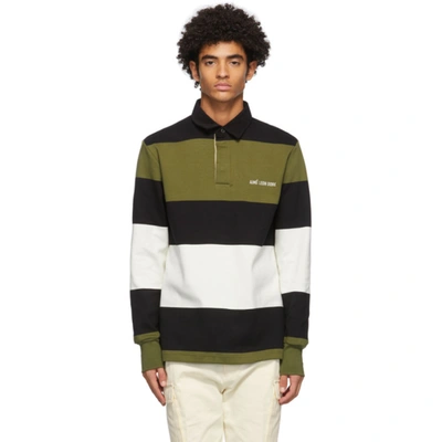 Shop Aimé Leon Dore Khaki & White Classic Rugby Long Sleeve Polo In Twil Combo