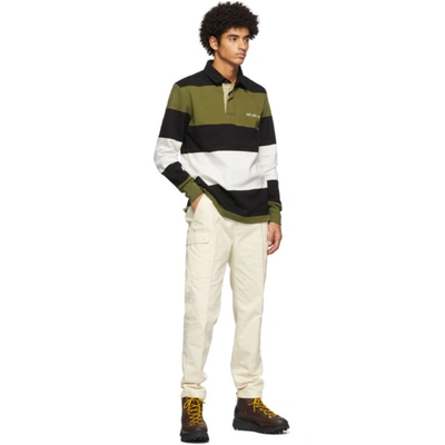 Shop Aimé Leon Dore Khaki & White Classic Rugby Long Sleeve Polo In Twil Combo