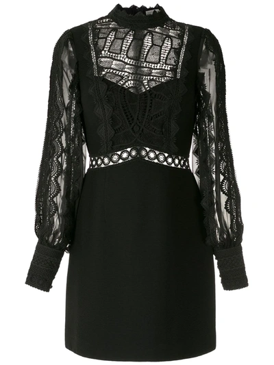 Shop Martha Medeiros Natalia Lace Mix Dress In Black