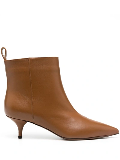 Shop L'autre Chose Pointed Leather Ankle Boots In Brown