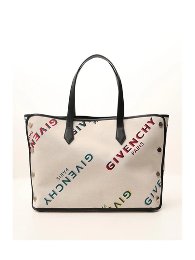 Shop Givenchy Bond Rainbow Logo Tote Bag In Beige