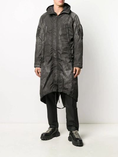 Shop 11 By Boris Bidjan Saberi Faded Parka Coat In Grey