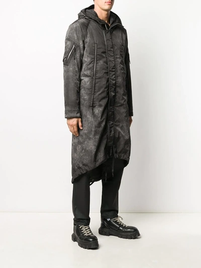 Shop 11 By Boris Bidjan Saberi Faded Parka Coat In Grey