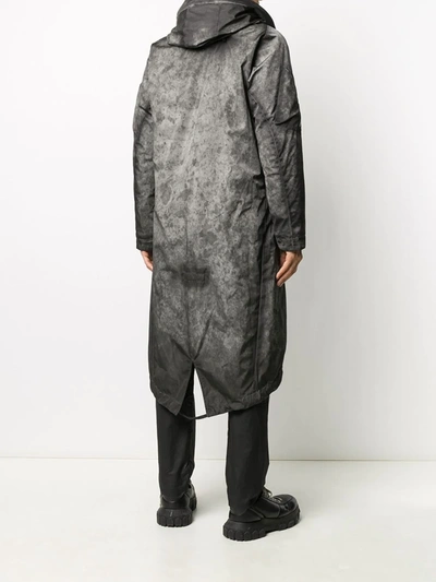 Shop 11 By Boris Bidjan Saberi Faded Parka Coat In Grey