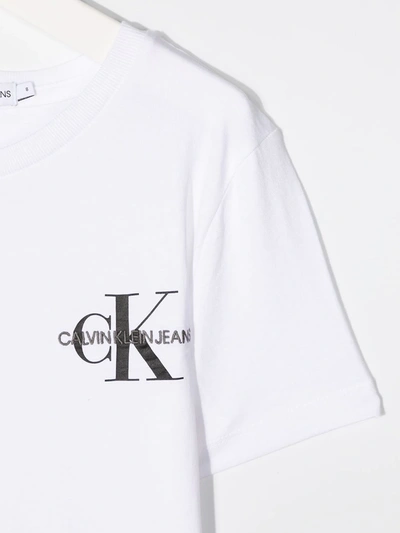 Shop Calvin Klein Crew Neck Logo Print T-shirt In White