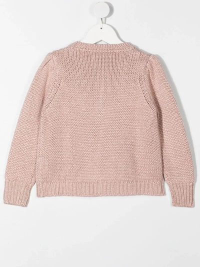 Shop Il Gufo Purl-knit Crew-neck Cardigan In Pink