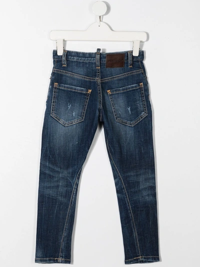 Shop Dsquared2 Twist Distressed Slim-fit Jeans In Blue