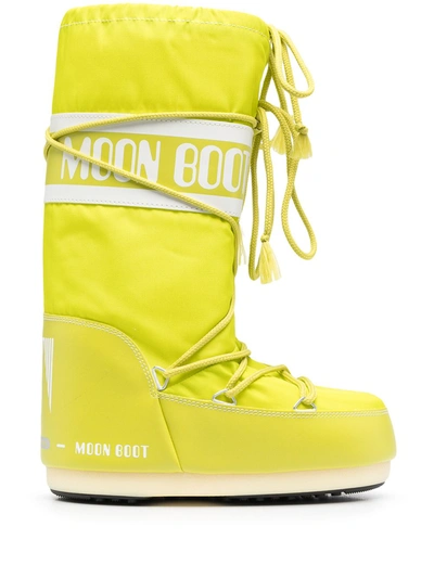 Shop Moon Boot Logo Print Lace-up Boots In Green