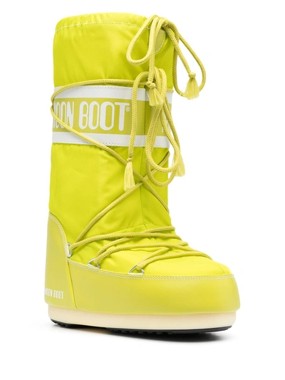 Shop Moon Boot Logo Print Lace-up Boots In Green