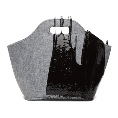 Shop Ottolinger Grey And Black Drip Henri Tote In Grey/black