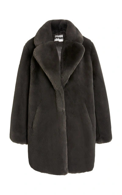 Shop Apparis Sasha Faux Fur Coat In Grey