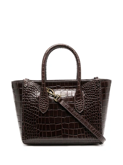 Shop Polo Ralph Lauren Embossed-leather Tote Bag In Brown