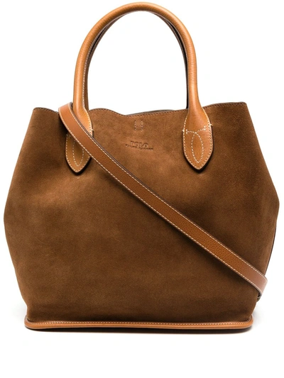 Shop Polo Ralph Lauren Slouchy Suede Tote Bag In Brown
