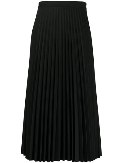 Shop Dondup Pleated Midi Skirt In Black
