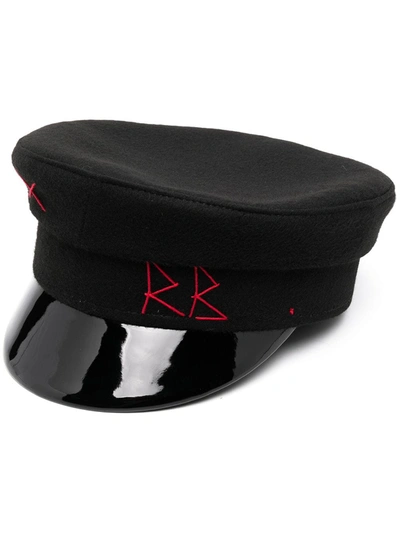 Shop Ruslan Baginskiy Embroidered Baker Boy Hat In Black