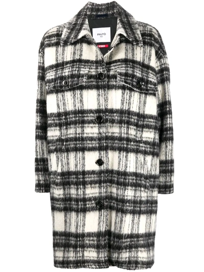 Shop Paltò Check Print Coat In White