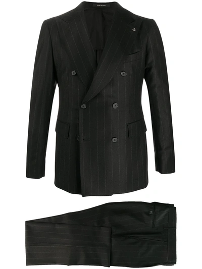 Shop Tagliatore Super 110s Pinstripe Suit In Black