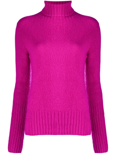 Shop Drumohr Turtleneck Lambswool Jumper In Purple