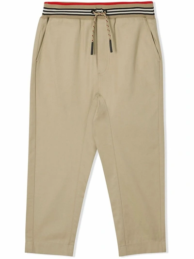 Shop Burberry Honey Beige Cotton Trousers