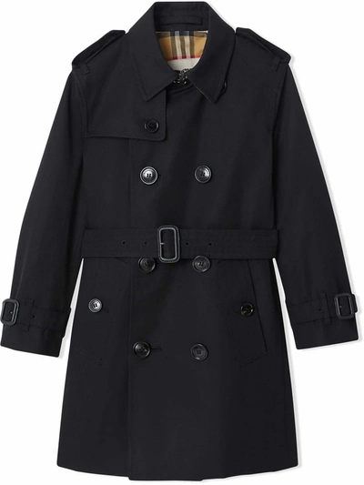 Shop Burberry Cotton Gabardine Trench Coat In Nero