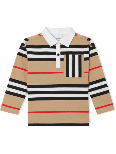 Shop Burberry Beige Cotton Polo Shirt In Check