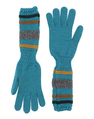Shop Gucci Gloves In Turquoise
