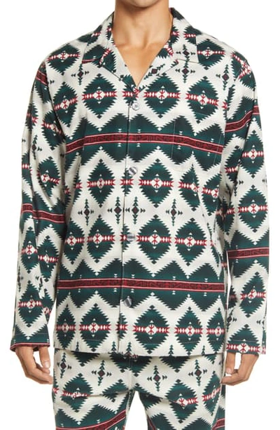 Shop Polo Ralph Lauren Long Sleeve Flannel Pajama Top In Beacon Blanket Print