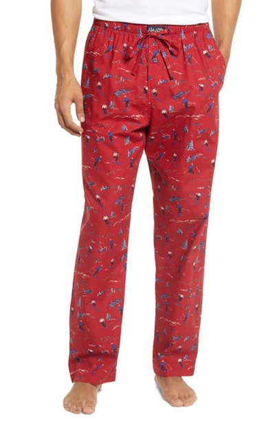 Shop Polo Ralph Lauren Plaid Woven Pajama Pants In Red Ski Print