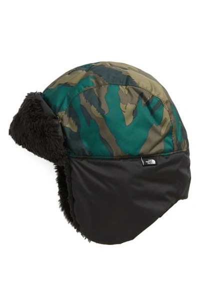 Shop The North Face Littles Faux Fur Lined Trapper Hat In Evergreen Mountain Camo