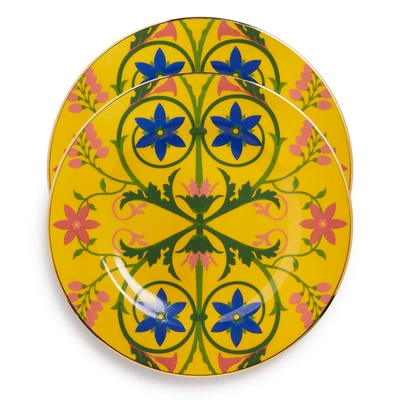 Shop La Doublej Dinner Plate Set Of 2 In Stella Alpina Giallo