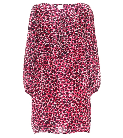 Shop Anna Kosturova Leopard-print Silk Minidress In Pink