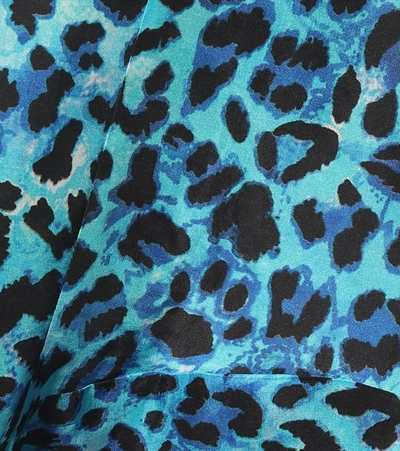 Shop Anna Kosturova Leopard-print Silk Maxi Dress In Blue