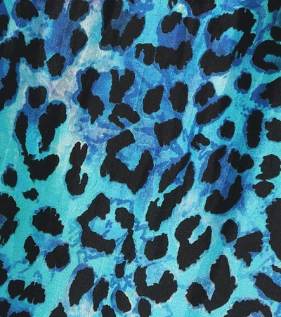 Shop Anna Kosturova Leopard-print Silk Minidress In Blue