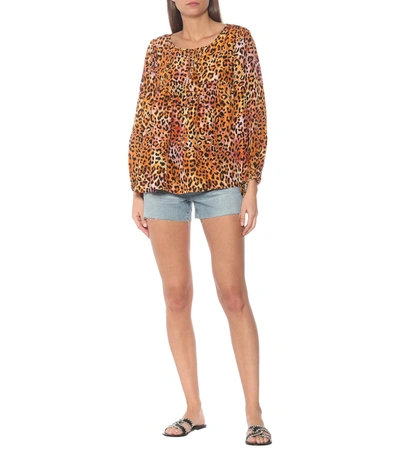 Shop Anna Kosturova Leopard-print Silk Blouse In Orange