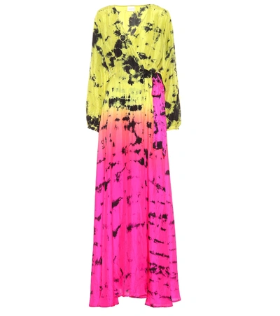 Shop Anna Kosturova Printed Silk Maxi Dress In Pink