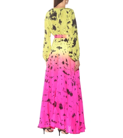 Shop Anna Kosturova Printed Silk Maxi Dress In Pink