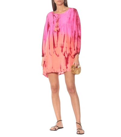 Shop Anna Kosturova Tie-dye Silk-satin Minidress In Pink