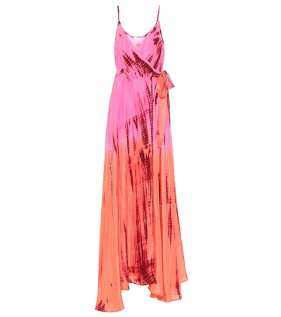 Shop Anna Kosturova Tie-dye Silk Maxi Dress In Orange