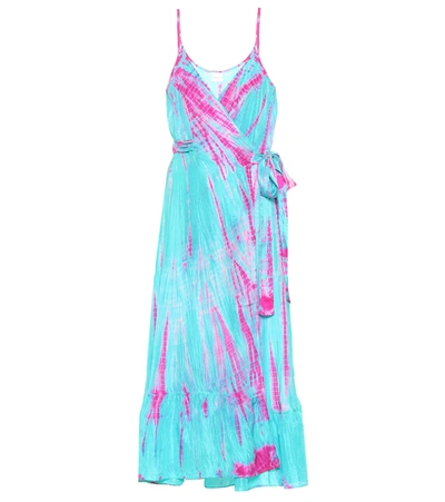 Shop Anna Kosturova Tie-dye Silk Midi Dress In Blue