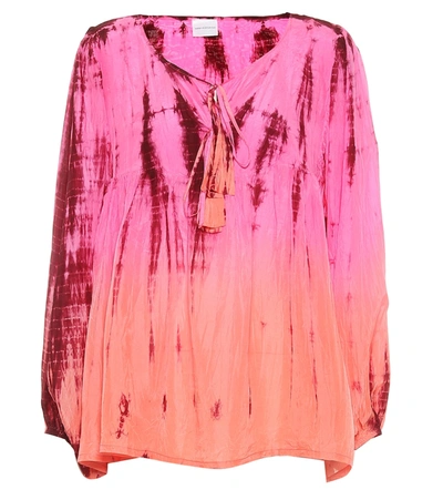 Shop Anna Kosturova Tie-dye Silk Blouse In Pink
