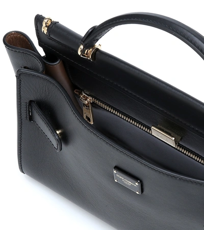 Shop Dolce & Gabbana Sicily Small Leather Shoudler Bag In Black