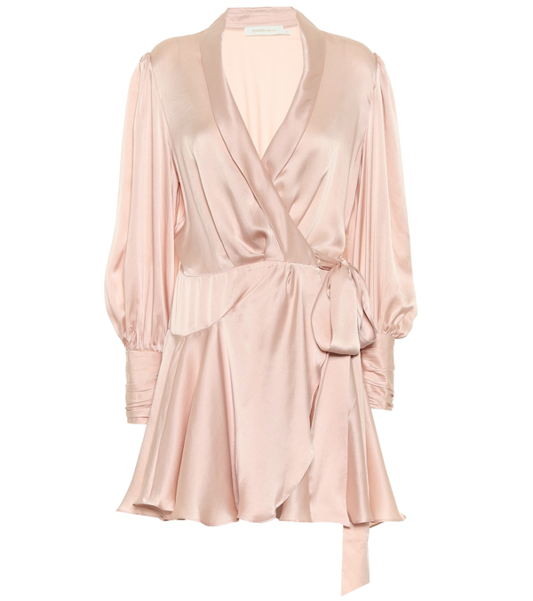 zimmermann silk satin wrap dress