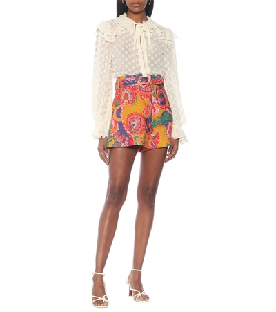 Shop Zimmermann Lovestruck Printed Linen Shorts In Multicoloured